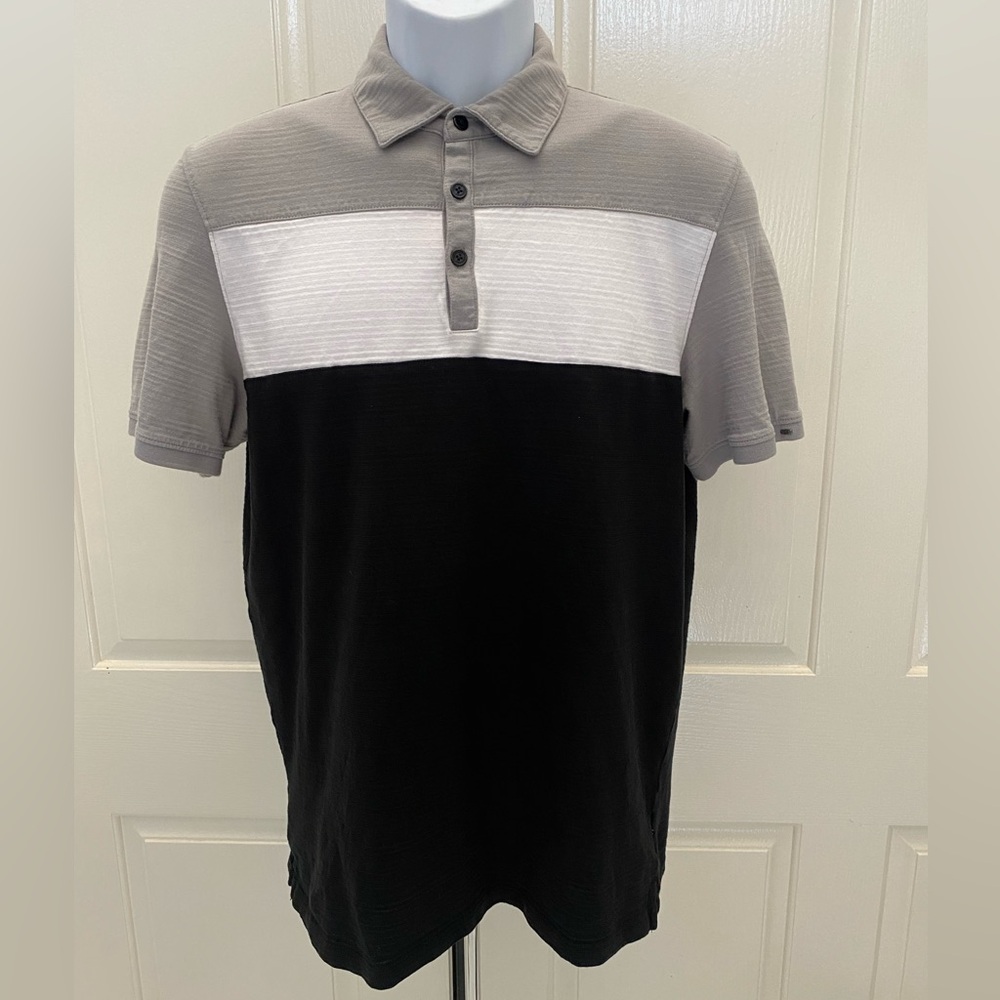 Calvin Klein Black/White/Gray Polo Shirt Sz M